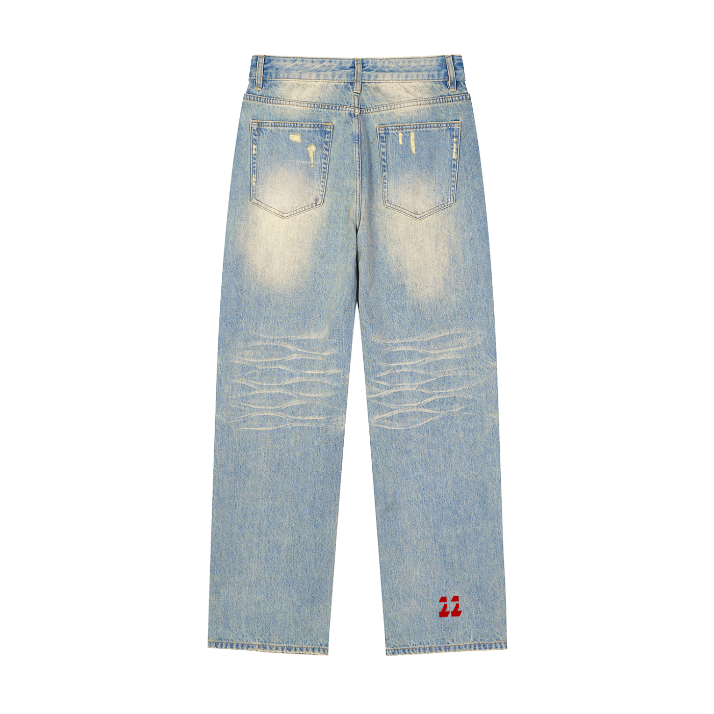Sun Fade Raw Hem Denim Jeans