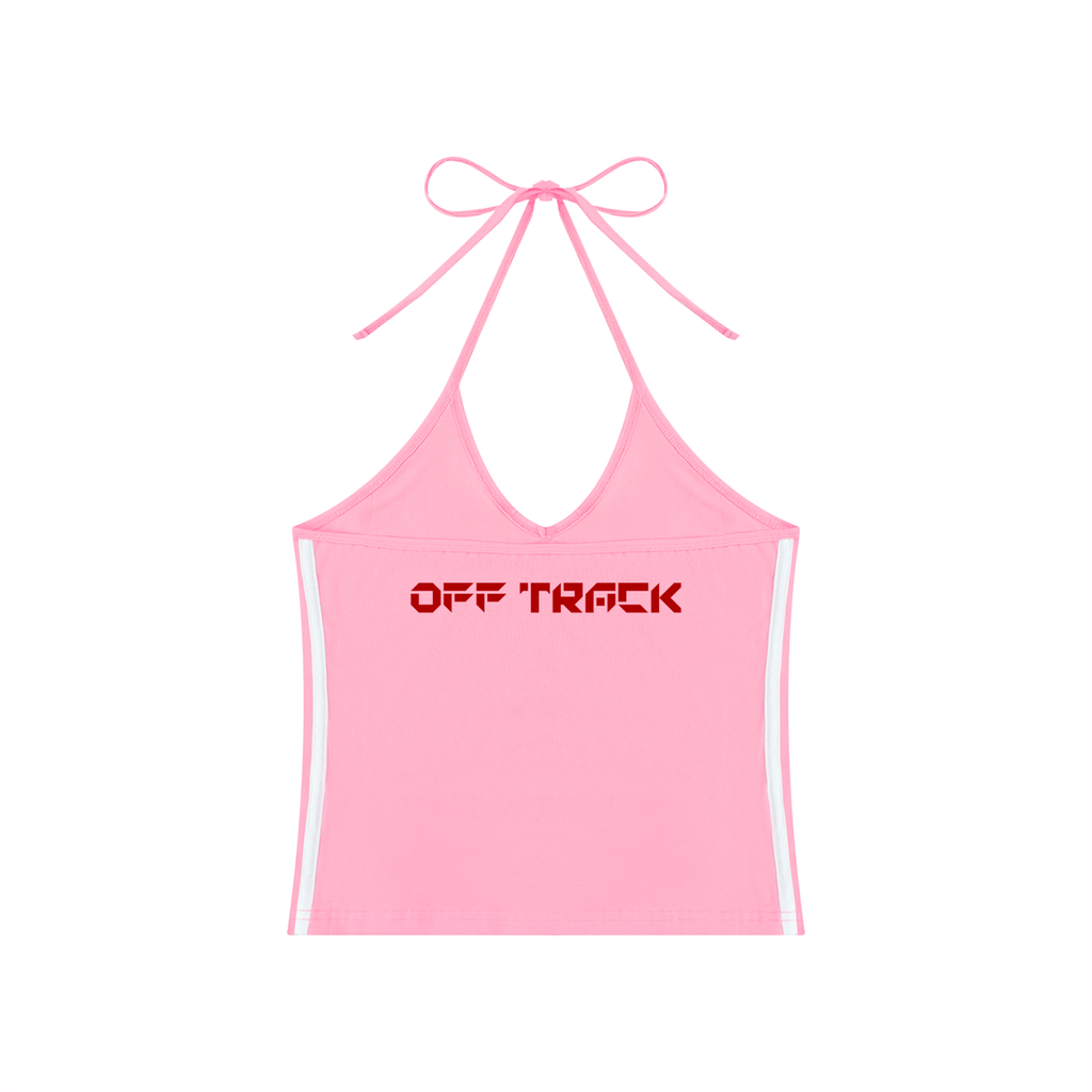 Women's Color Block Halter Crop Tank Top