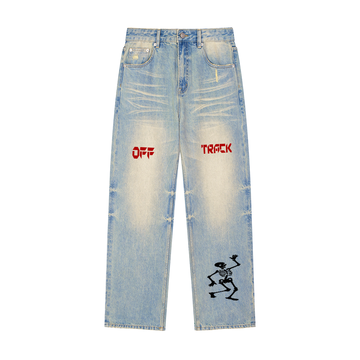 Sun Fade Raw Hem Denim Jeans
